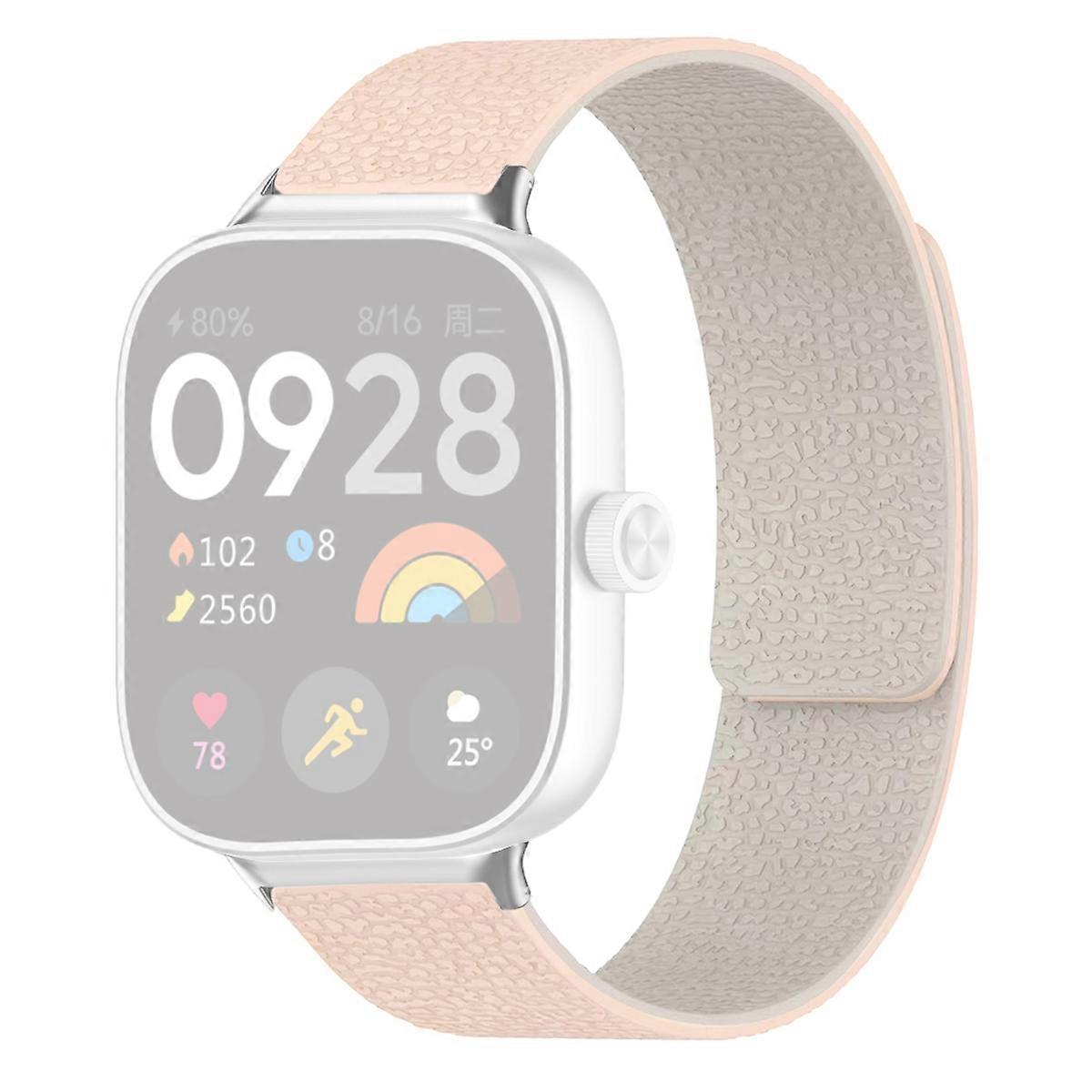 TKdaddy سوار سيليكون ل Xiaomi Redmi Watch 5 / Watch 4 / Smart Band 9 Pro / 8 Pro Litchi Texture حزام مغناطيسي شاي حليب / أبيض صخري