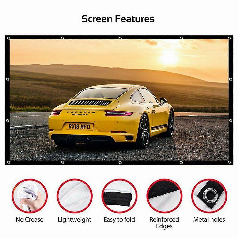 Portable Foldable Projector Screen High Definition Outdoor Home Cinema Theater 3D Movie (60inch, 16:9)