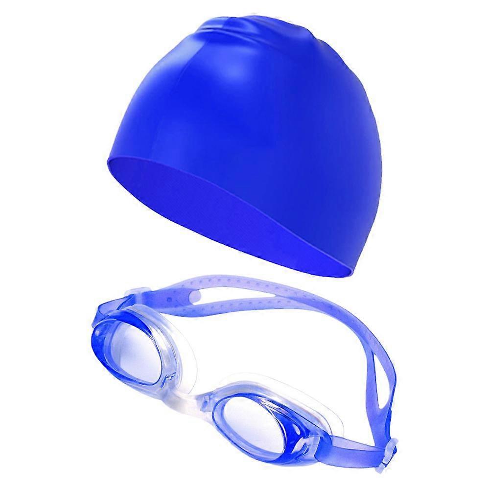 Swimming Goggles and Cap Set - Anti-Fog, Adjustable for Children & Adults