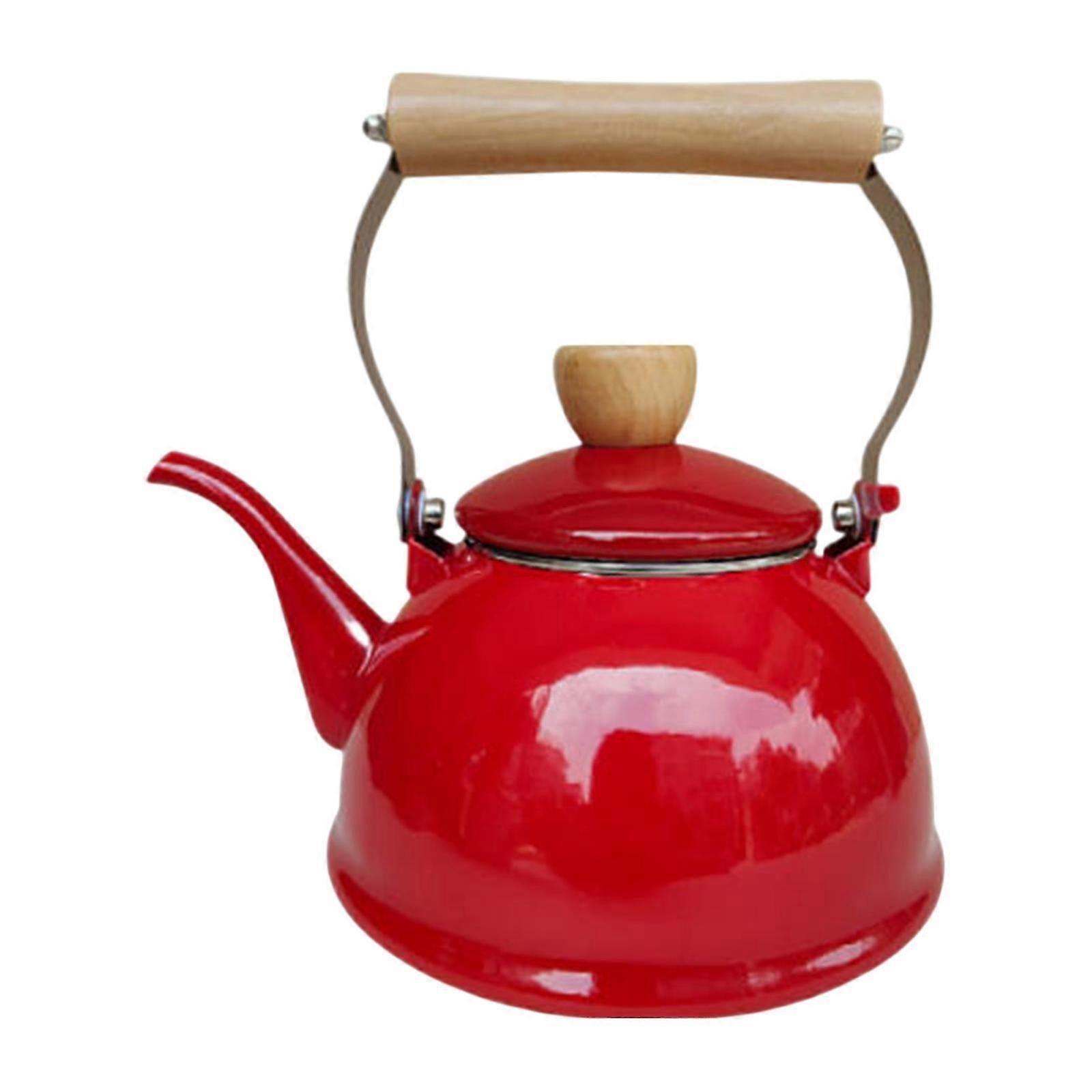 Enamel Teapot, 1.4L with Handle for Home Cold Water Stovetop, Suitable for Gas Electric Induction Cookers