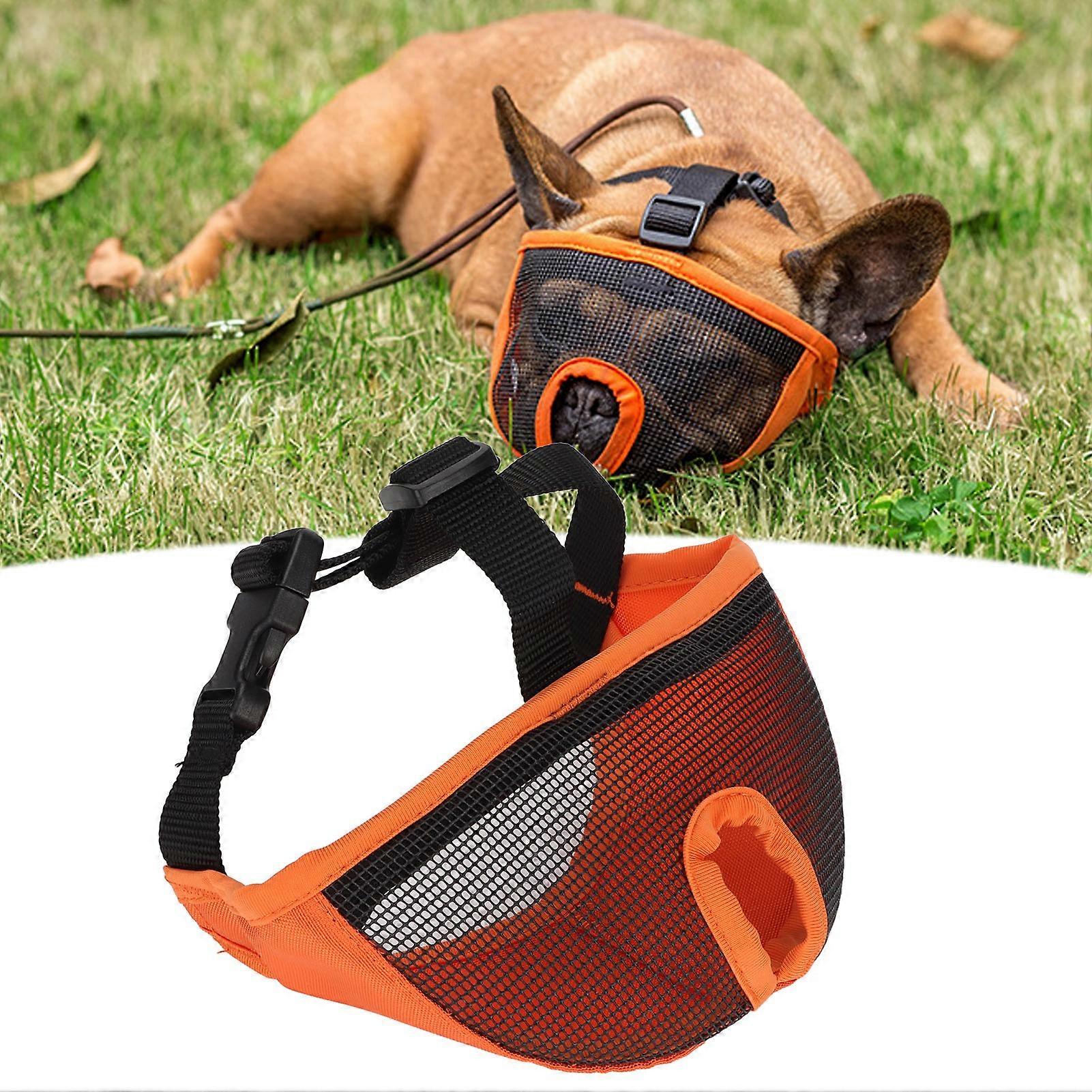 Adjustable Orange XL Bulldog Mesh Muzzle for Bite & Bark Control
