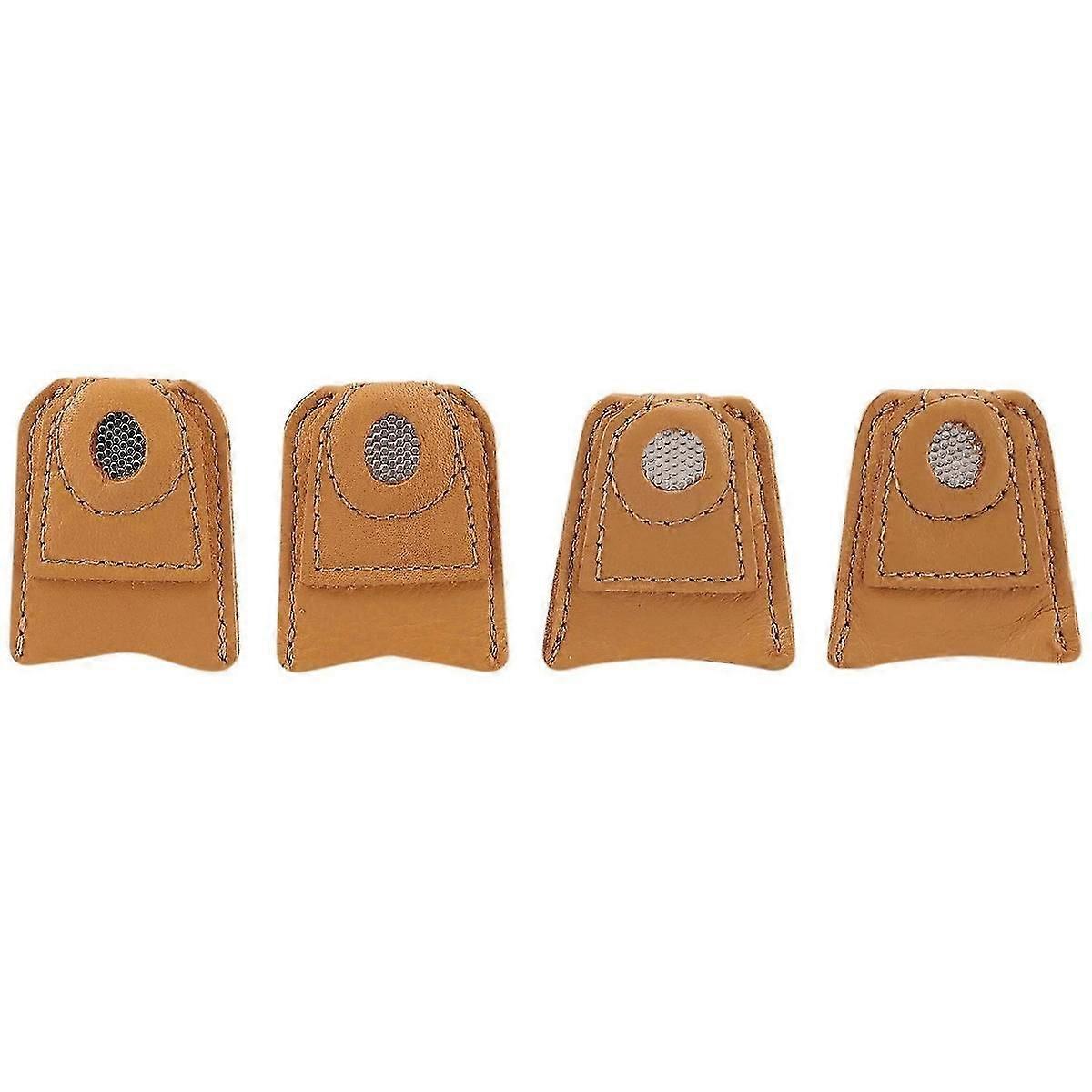 4 Pack Sewing Leather Thimble Finger Protector Tool suitable for Knitting Quilting,Pin Pads,Needles Partner Needlework Accessory