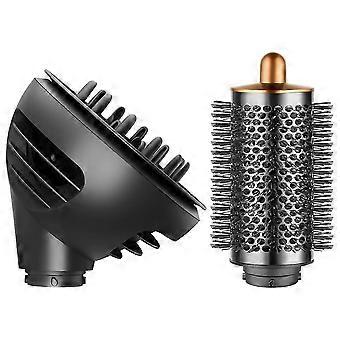 Black Wave Curl Diffuser and Large Round Brush Attachment for Enhanced Curl Definition and Control
