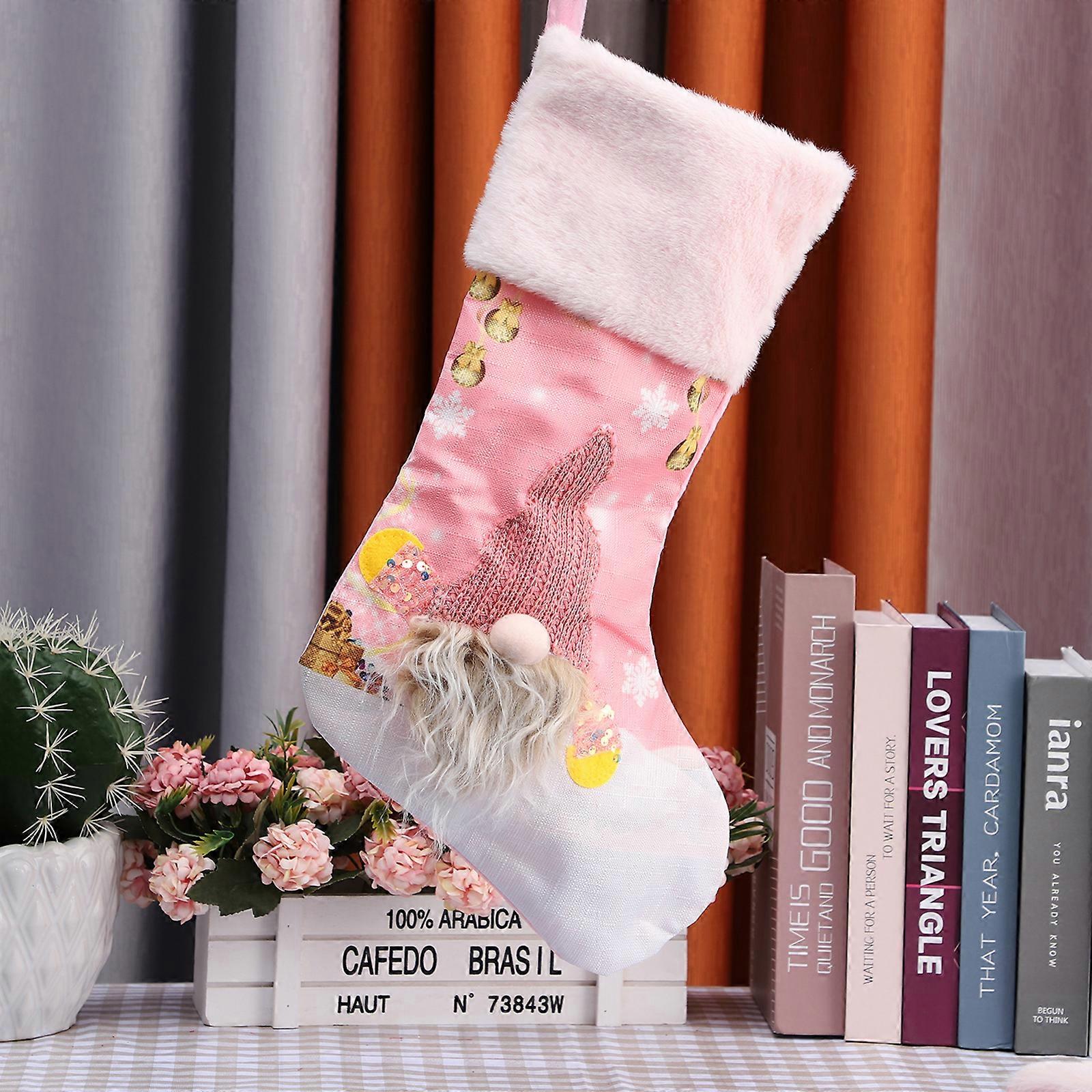 LED Christmas Stocking with Gnome Design, Light-Up Sock Type 1