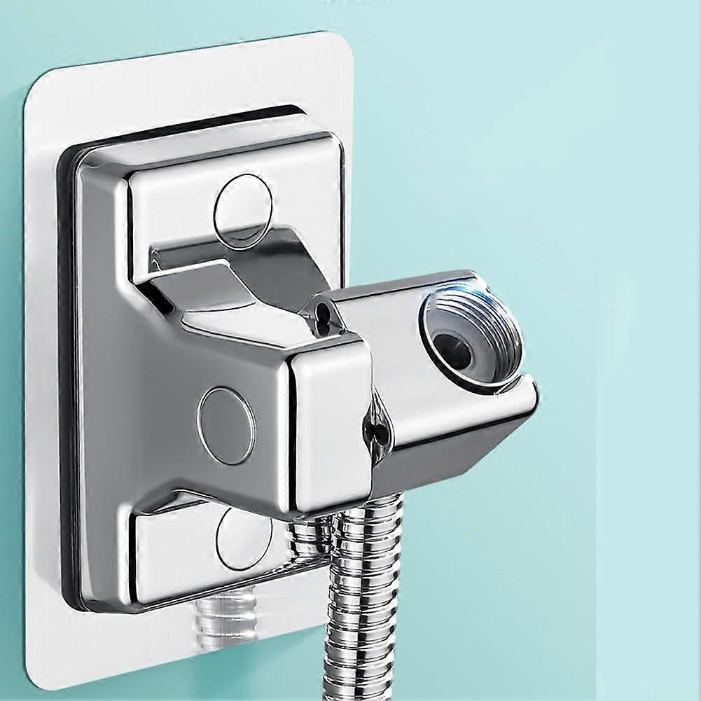 Shower Bracket Wall Mounted Adjustable No Drilling No Nails Handheld Shower Head Holder 360Degree Rotatable Silver