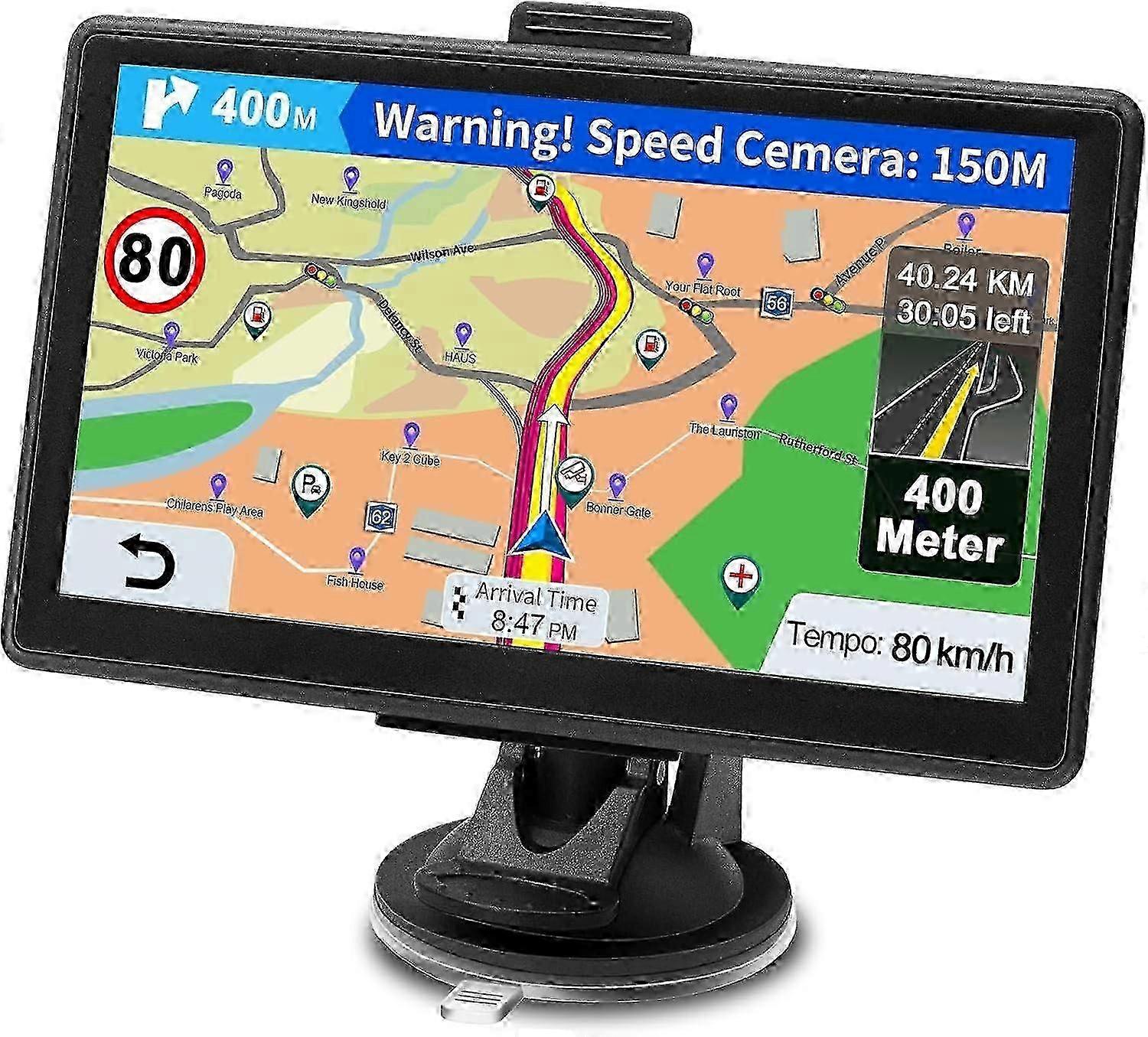 7 Inch Car GPS Navigation System with Lifetime Map Updates and Speed Alert