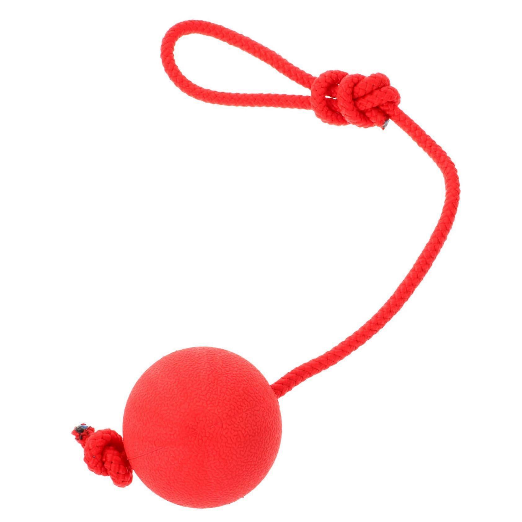 Bite Resistant Solid Rubber Dog Ball With Elastic Rope For Training Puppies Bounce Outdoor Play Red