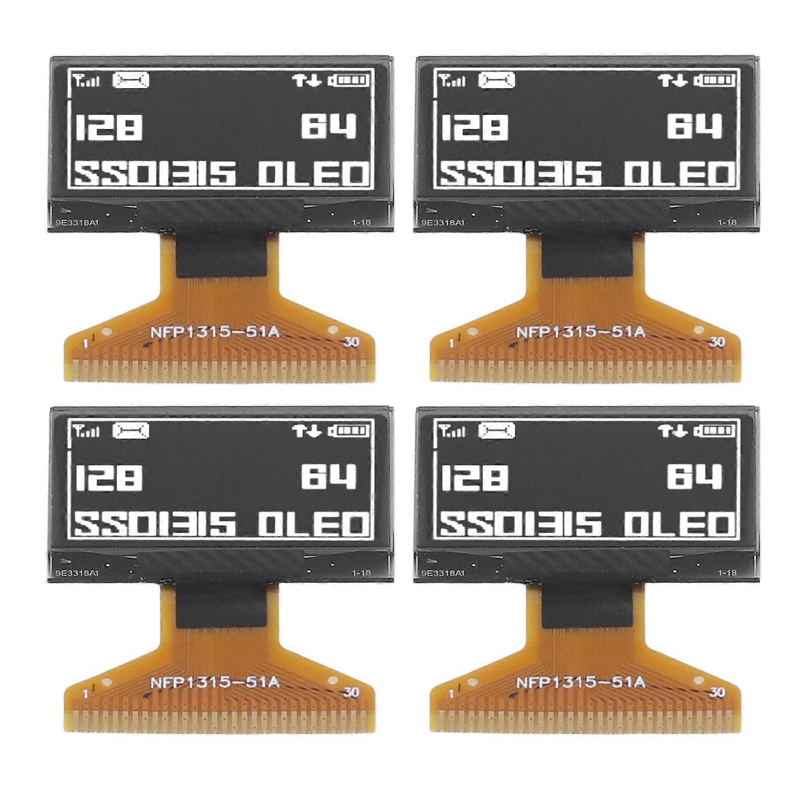 Lot de 4 modules d'affichage LCD en plastique fin, 128 x 64, petit module d'affichage 30 broches, 0,96 pouce, affichage blanc