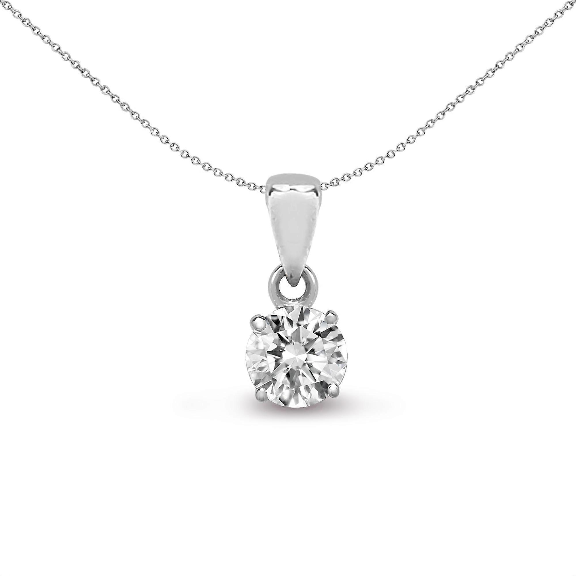 Jewelco London Ladies Solid 18ct White Gold 4 Claw Set Round G SI1 0.15ct Diamond Solitaire Charm Pendant