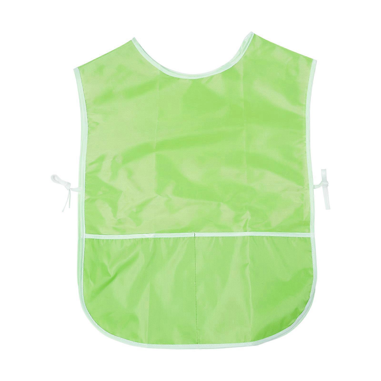 Wearable Bibs 1Pc Comfortable Apron Designed For Children During Eating And Art Activities Green Breathable Fabric