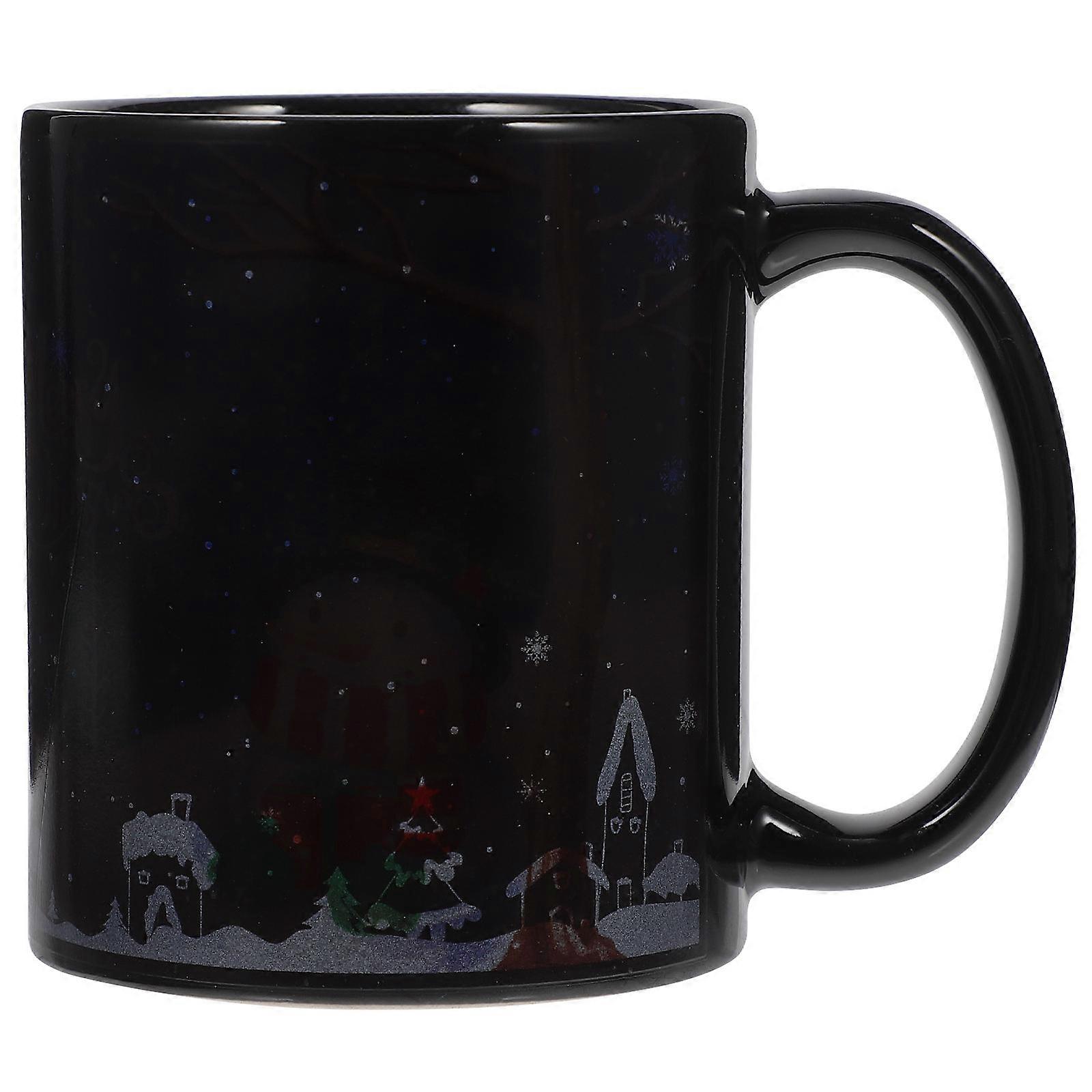 Temperature Changing Mug Ceramic Coffee Tea Milk Mug for Everyday Use Black Heat Sensitive Material 1Pack