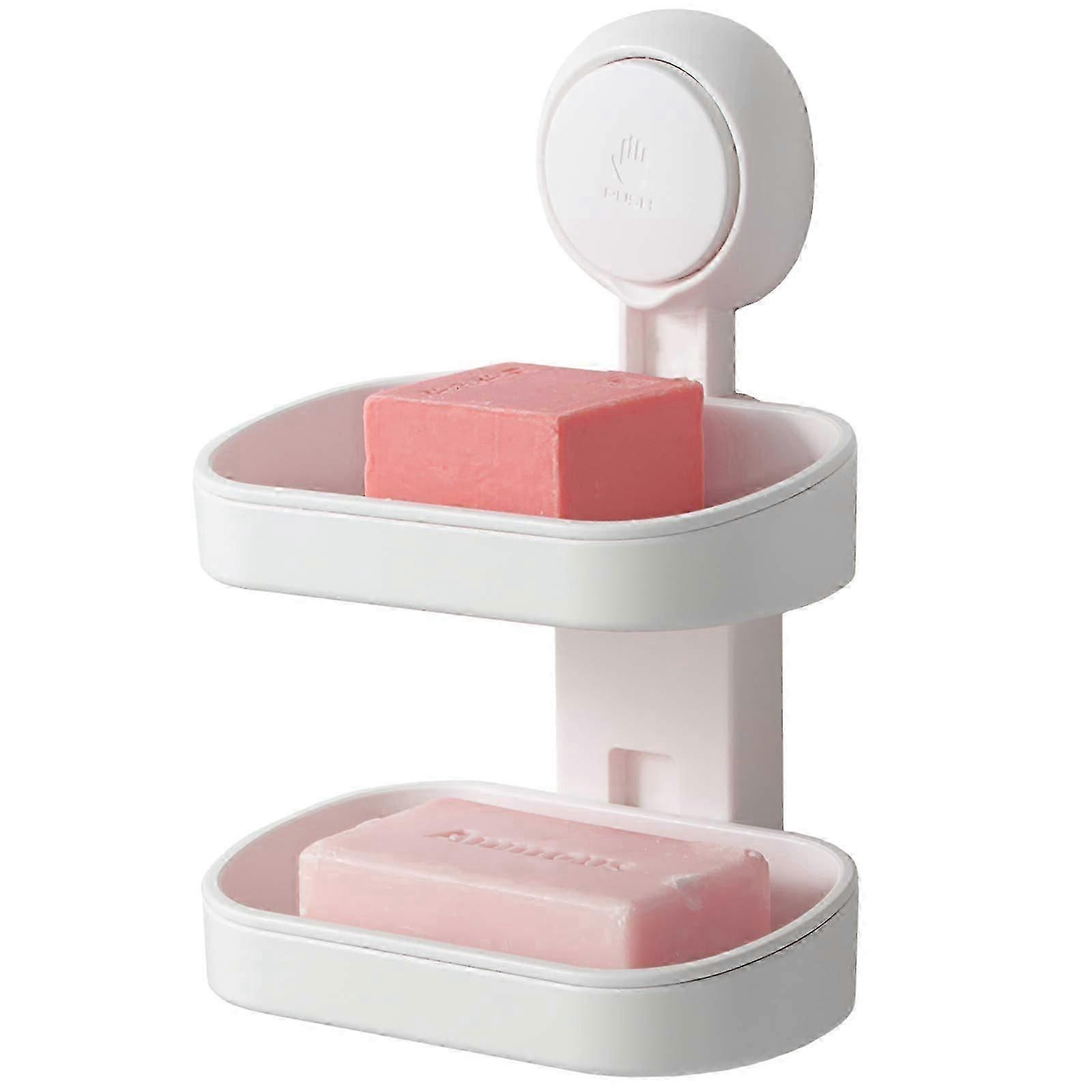 Double Layer Soap Dish Suction Cup Soap Holder, Strong Sponge Holder