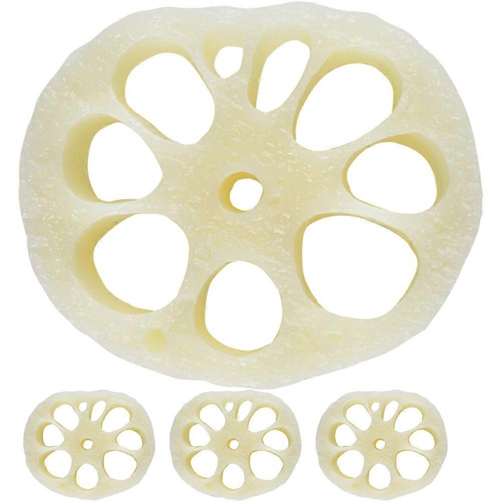Miniature Lotus Root Slice Decorative Models for Decoration 4Pcs Beige PVC