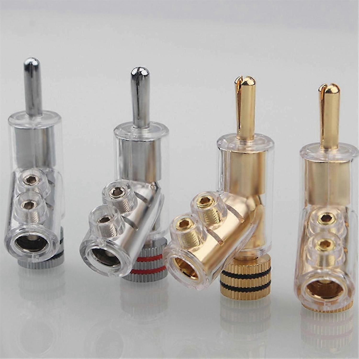 2Pcs Self-Locking Banana Plug Y-Shaped Adapter Hi-End Copper Speaker Terminal Connector Audio Amplif