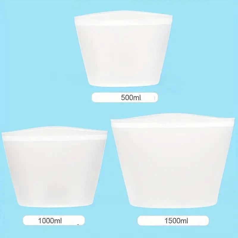3Pcs Reusable Silicone Food Storage Bags Leakproof Fresh-Keeping Ziplock Containers for Fridge Freezer Ideal for Snacks Fruits