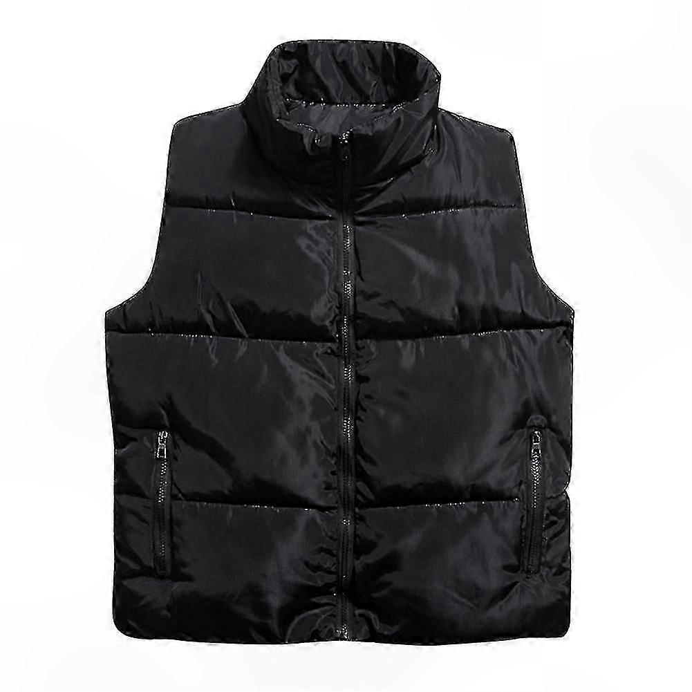 Men's Lightweight Sleeveless Puffer Vest Windproof Solid Color Jacket