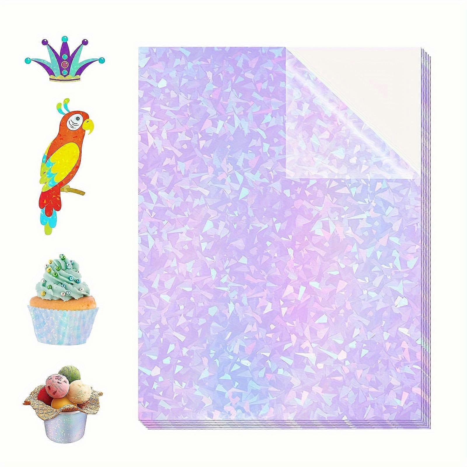 20 Sheets A4 Size Holographic Sticker Paper Gem Waterproof Clear Vinyl Sticker Sheets 8.3x11.7 Inches Self-Adhesive Overlay Sheets