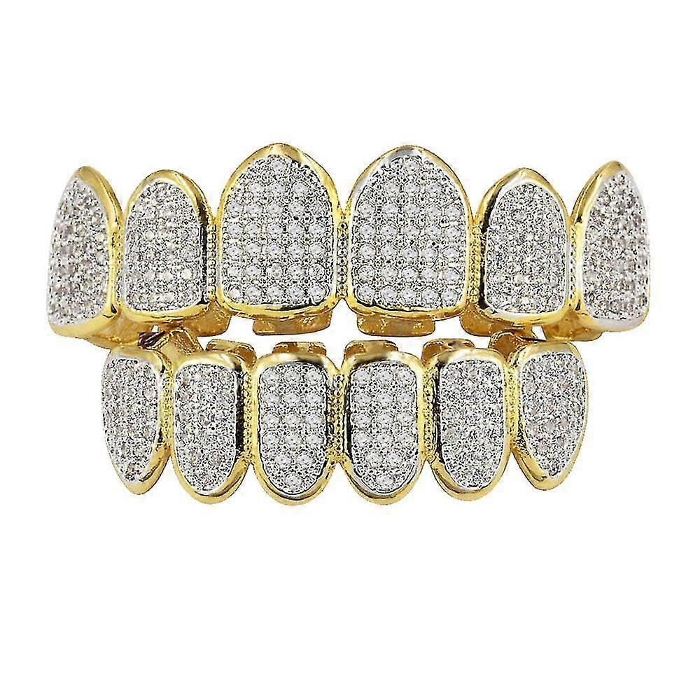 18k Gold Plated Micro Paved Top Bottom Grill Assortment Custom Mouth Tooth Grill #2