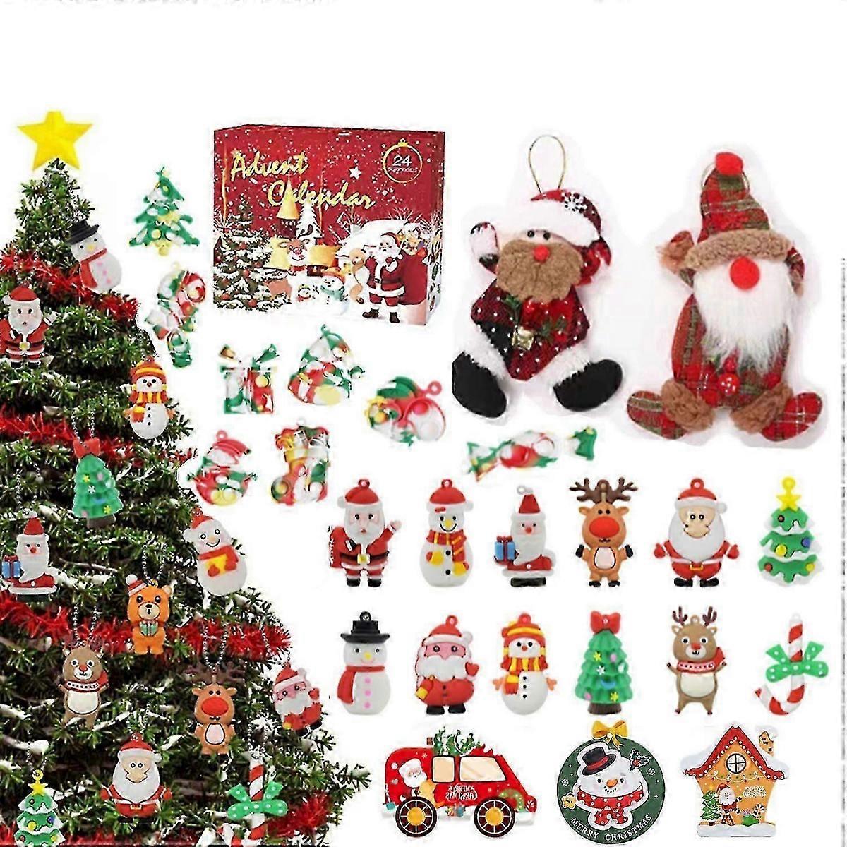 Christmas Countdown Advent Calendar 24 Days Hanging Ornaments for Xmas Tree Decorations