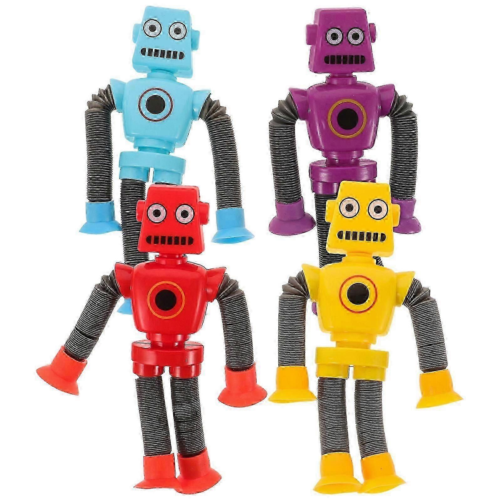 Children's Interactive Robot Toys For Party Favors With Telescopic Design In Assorted Color Enhancing Motor Skills 4Pcs
