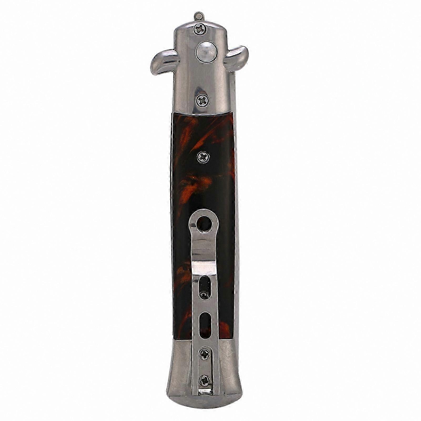 Brown Folding Pocket Knife with Push Button Mechanism for Styling and Grooming Use