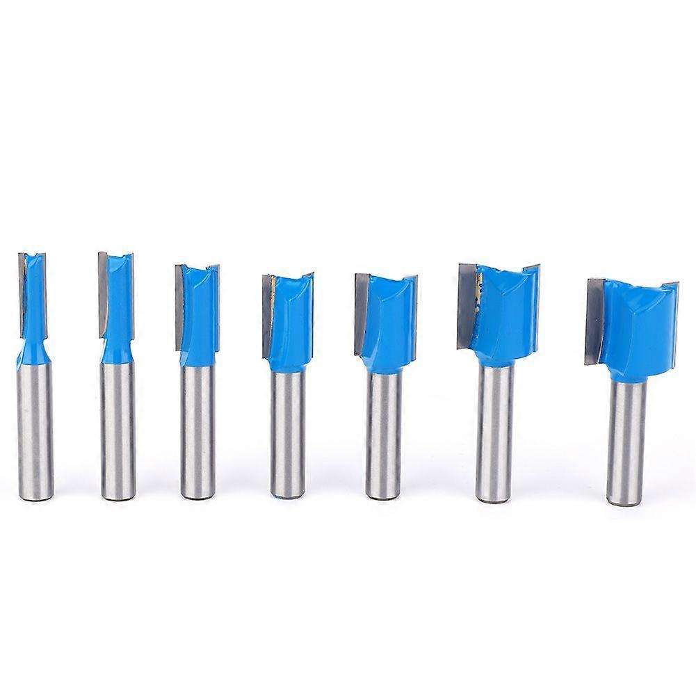 7 Pcs Woodworking Router Bit Straight Double Flute YG8 Alloy Router Bit 8mm