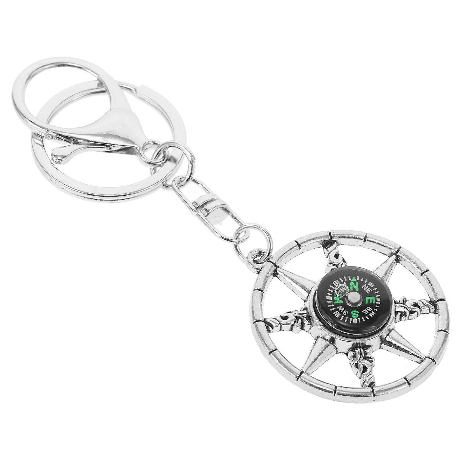 Metal Compass Key Holder Miniature Compass Keychain for Sailing 3Pcs