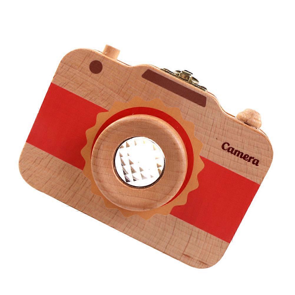 Wooden Baby Tooth Box Red Camera Shape for Teeth Storage Case