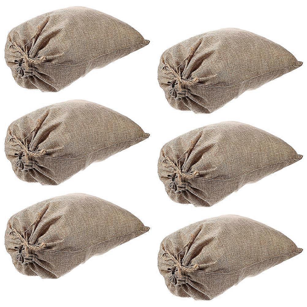 Vegetable Bag Reusable Drawstring Bags for Home 18Pcs Khaki Burlap