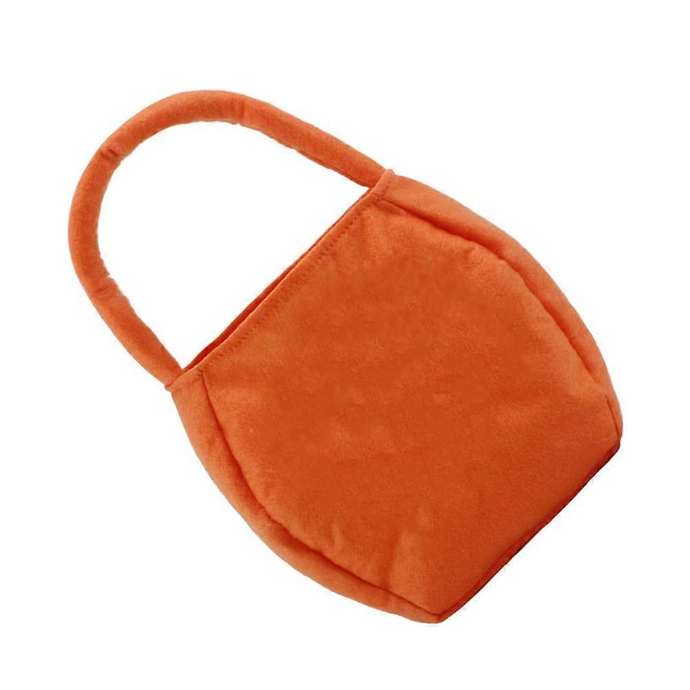 Orange Plush Halloween Candy Bag for Storage Use 4Pcs Handheld Candy Buckets