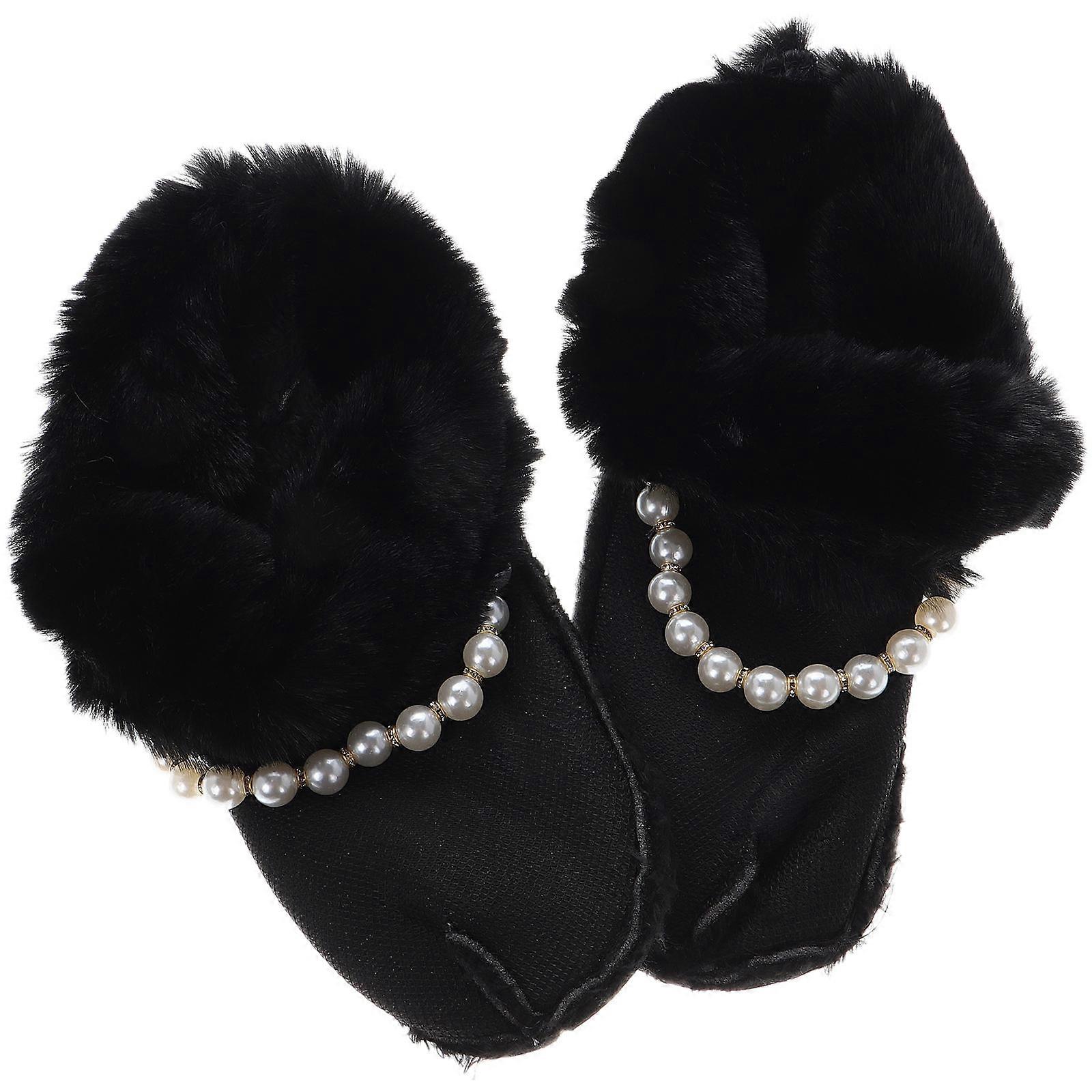 Black Plush Shoe Inserts for Winter Season 5Pairs Warm Fuzzy Liners