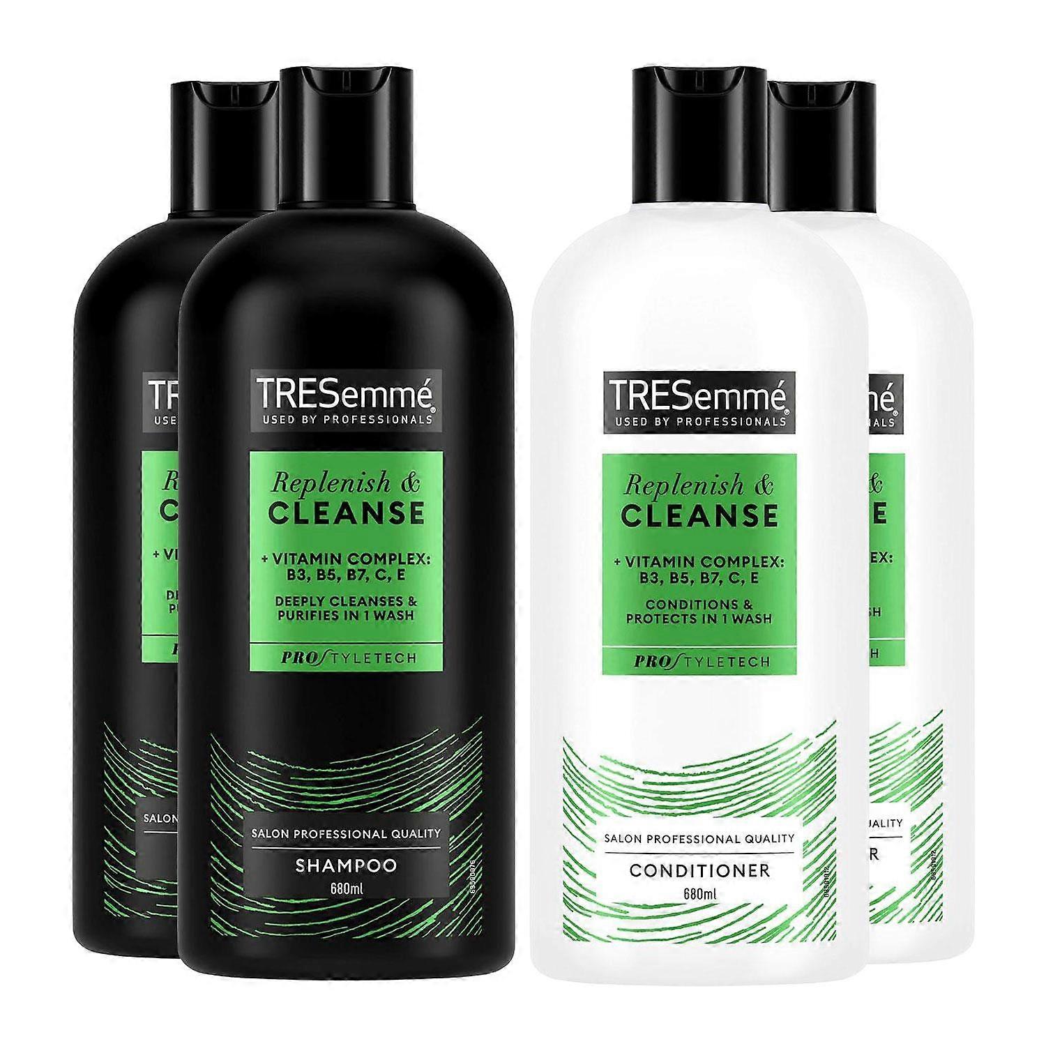 Tresemme 2x Shampoo & 2x Conditioner Bundle 680ml Each - Replenish & Cleanse