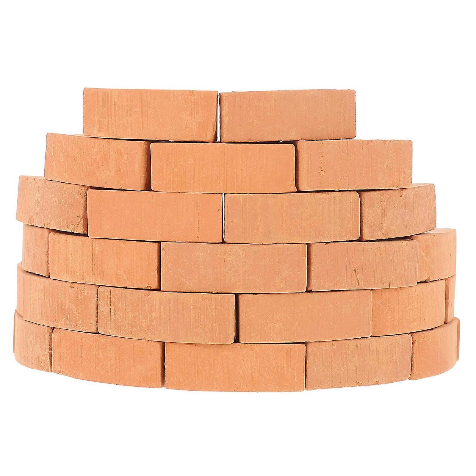 DIY Brick Models Miniature Bricks for Decoration 90Pcs Red Pottery Clay