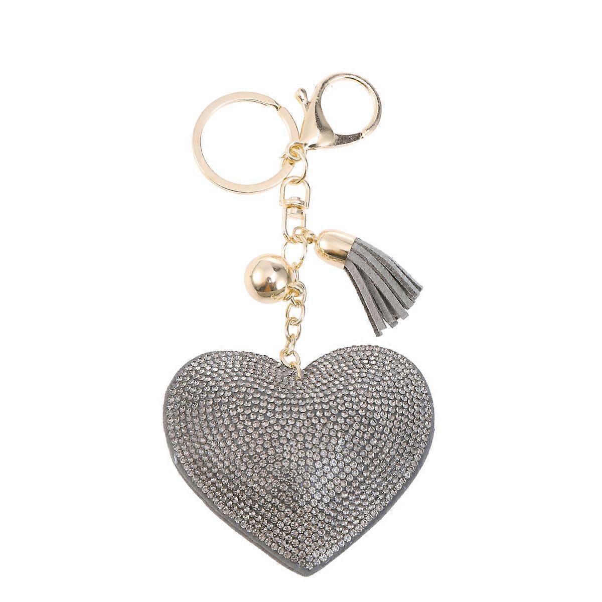 Key Ring Heart Shape Keychain for Keys Holding 2Pcs Grey Ornament