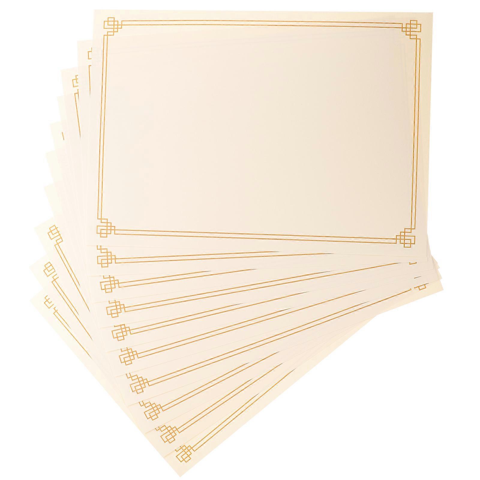 Blank Certificate Paper Writable for 100Pcs Beige Office Use