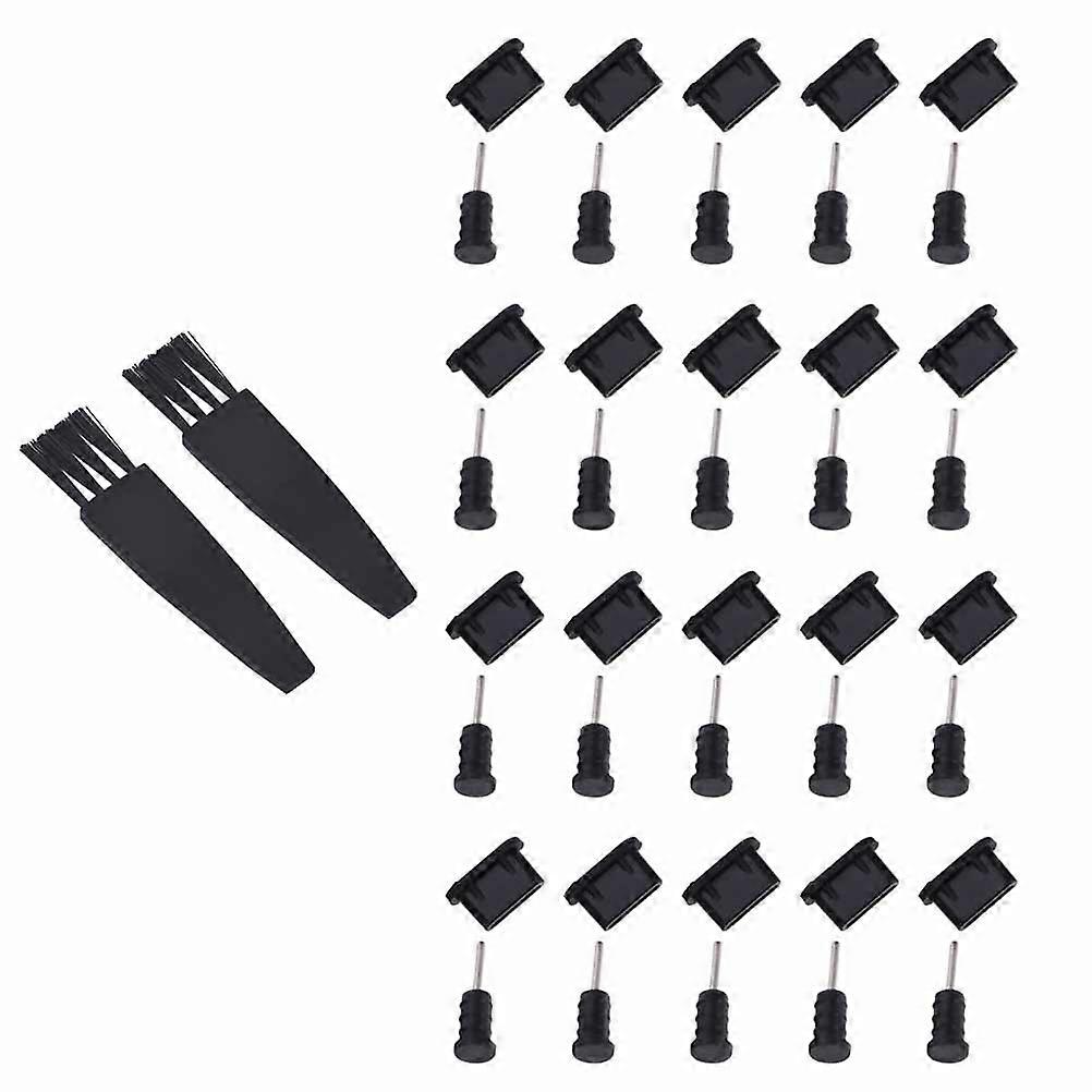 40Pairs Type C Protective Covers Phone Plug Earphone Stoppers Black