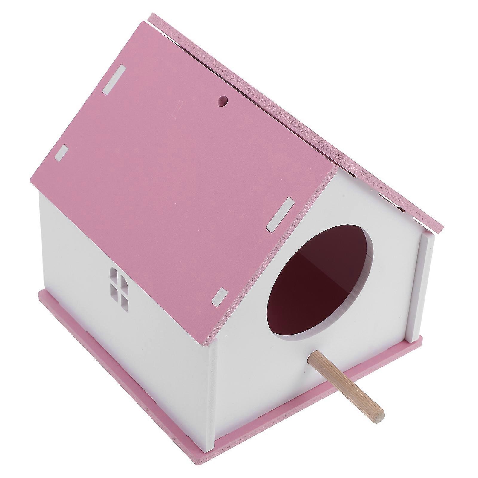 Bird House For Pet Birds And Parrots In Pink Color With House Shape For Garden And Outdoor Use 1Set