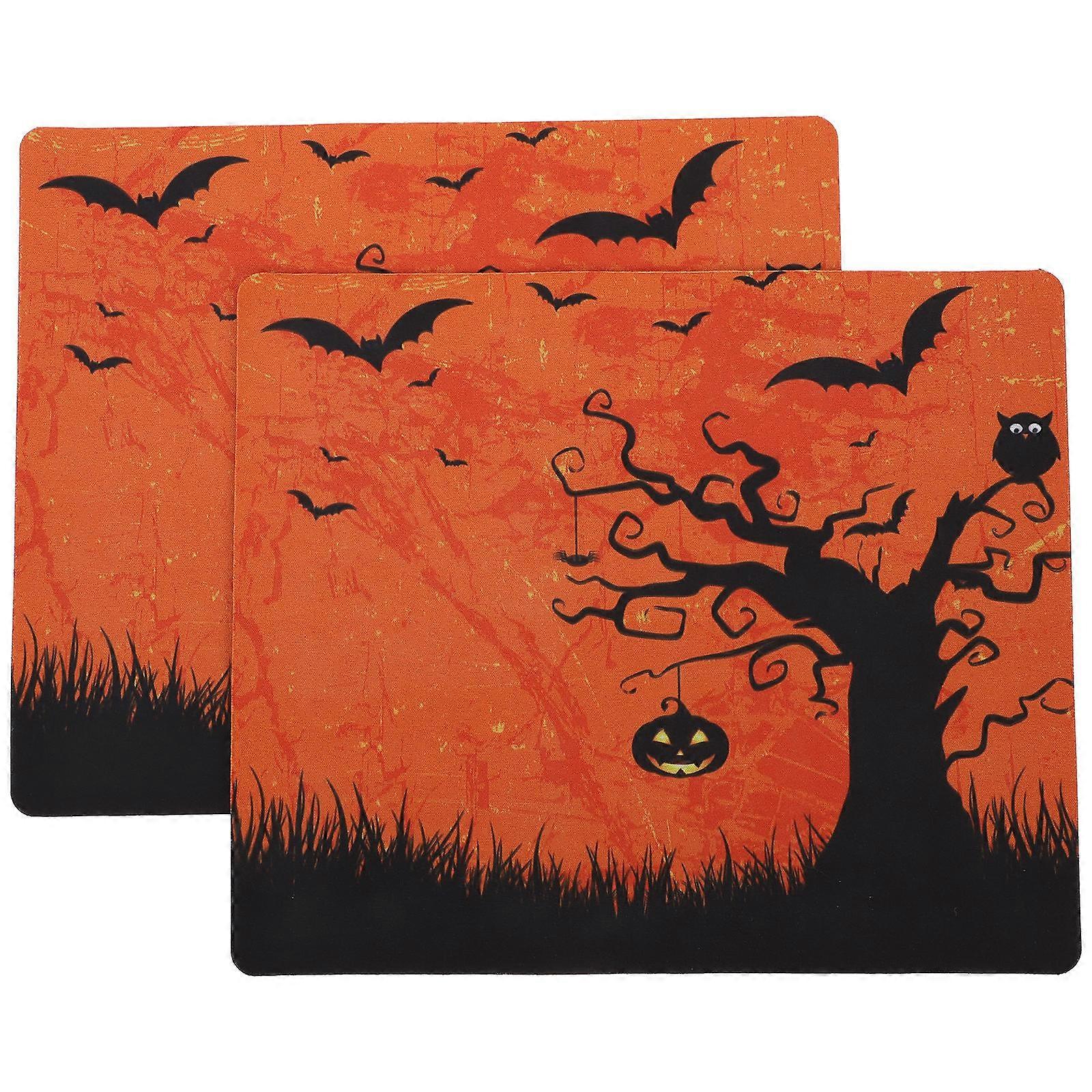 Halloween Pumpkin Mouse Pad for Computer Use 4Pcs Orange Rubber Mat Set