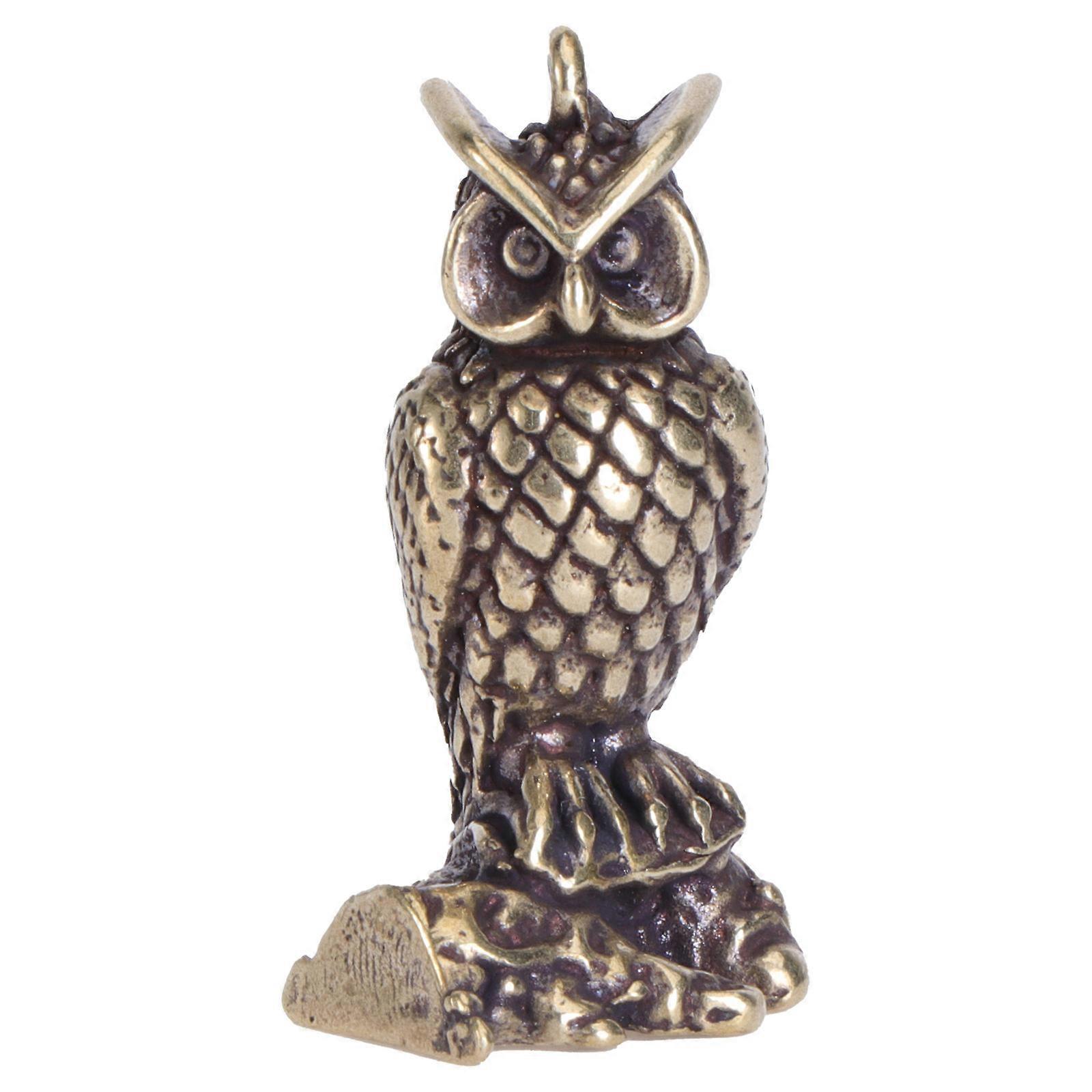 Decorative Brassware Solid Owl Model Key Pendant for DIY 2Pcs Set