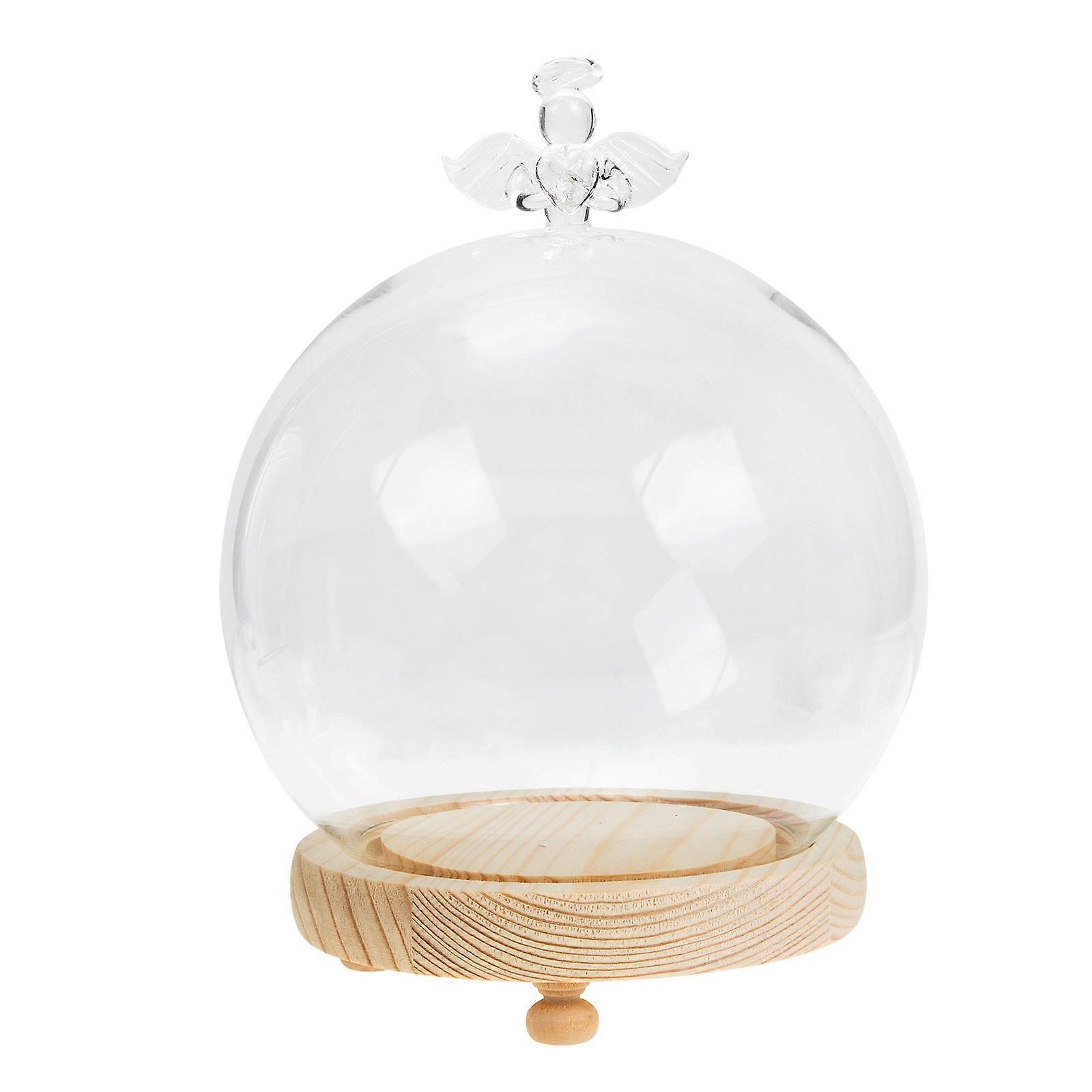 Glass Display Cover with Light Wooden Base for Home Use