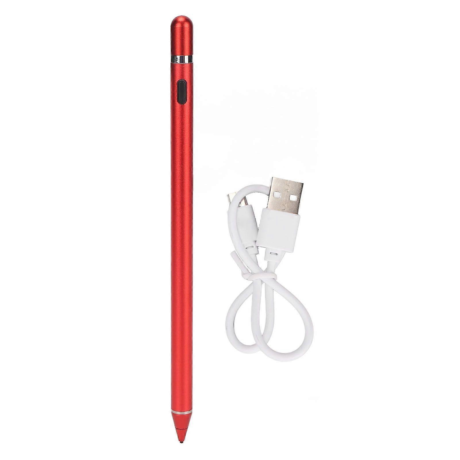 Active Capacitive Stylus USB Charging Copper Tip Touch Screen Pen for Mobile Phone and Tablet Red