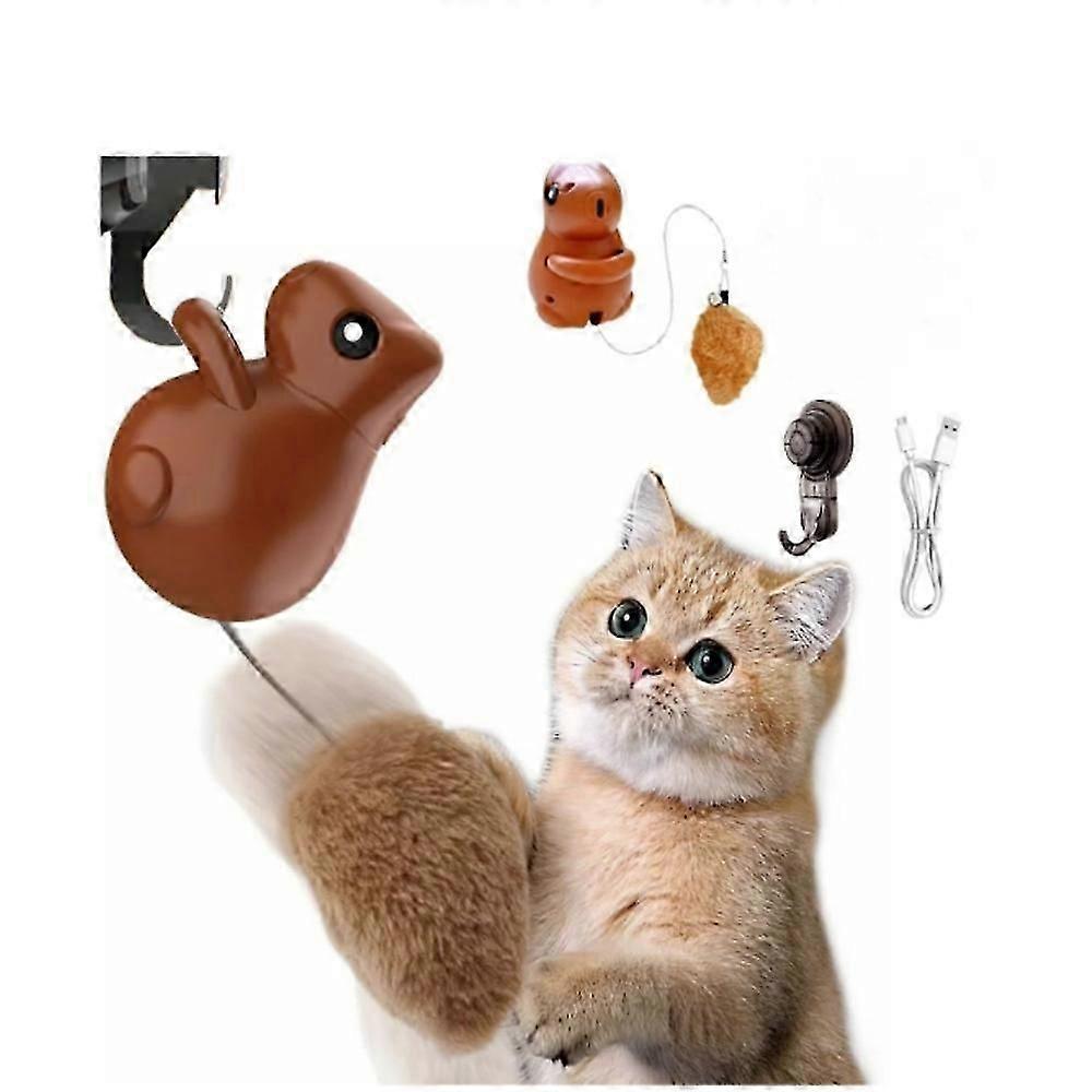 Jumping Squirrel Cat Toy,Rechargeable Hanging Squirrel Cat Toy,Interactive Toys