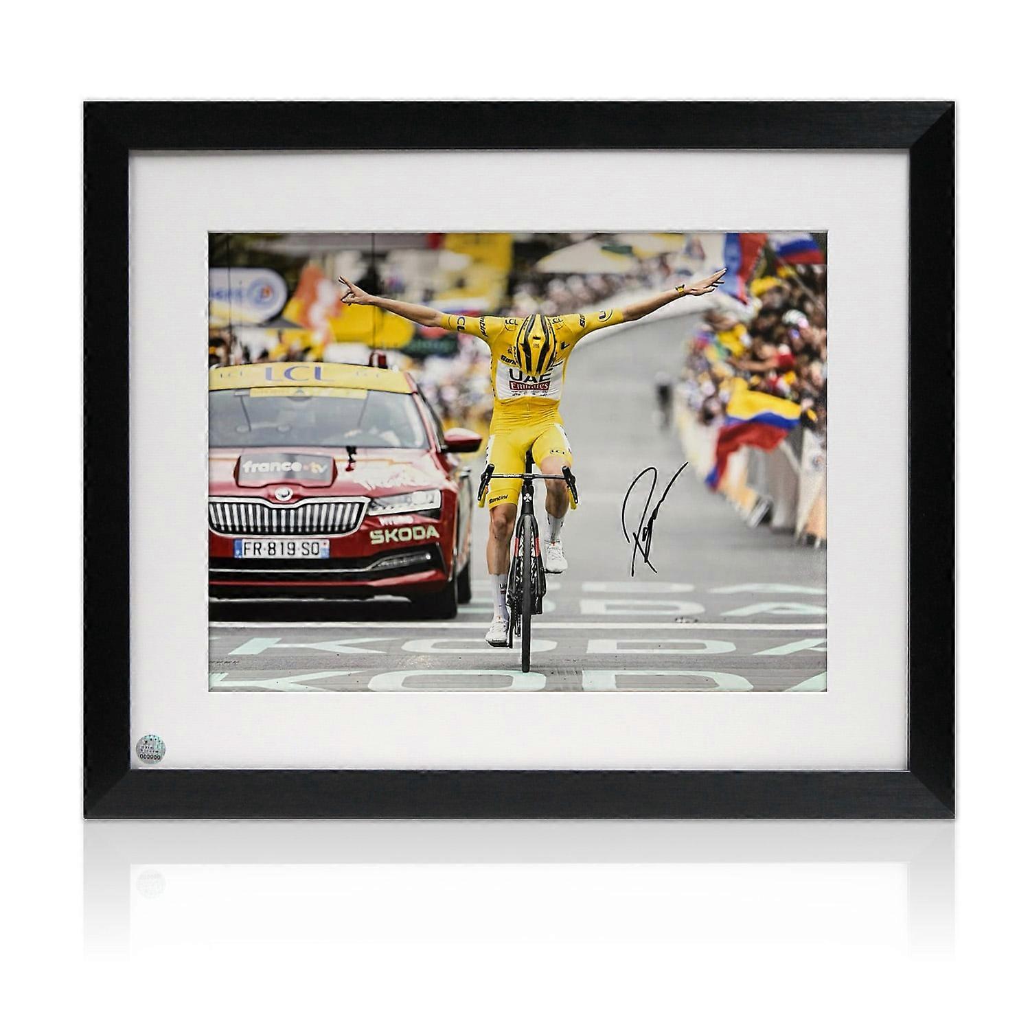 Tadej Pogacar Signed Cycling Photo: Tour de France Winner. Framed