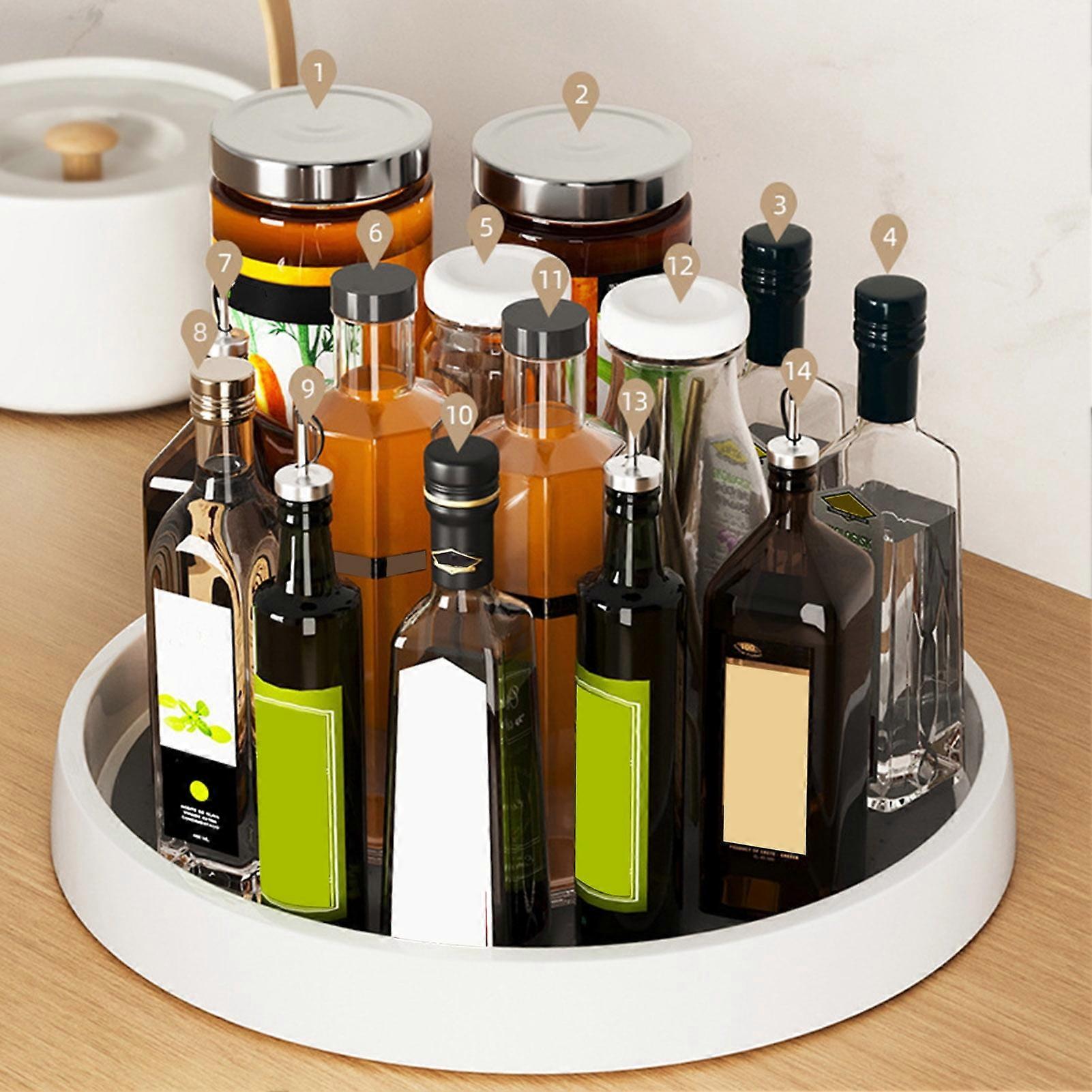 SUSUchens Lazy Susan Turntable Organizer Spice Holder 360-Degree Rotatable Large Capacity Non-Slip Base Design Storage Holder Style L