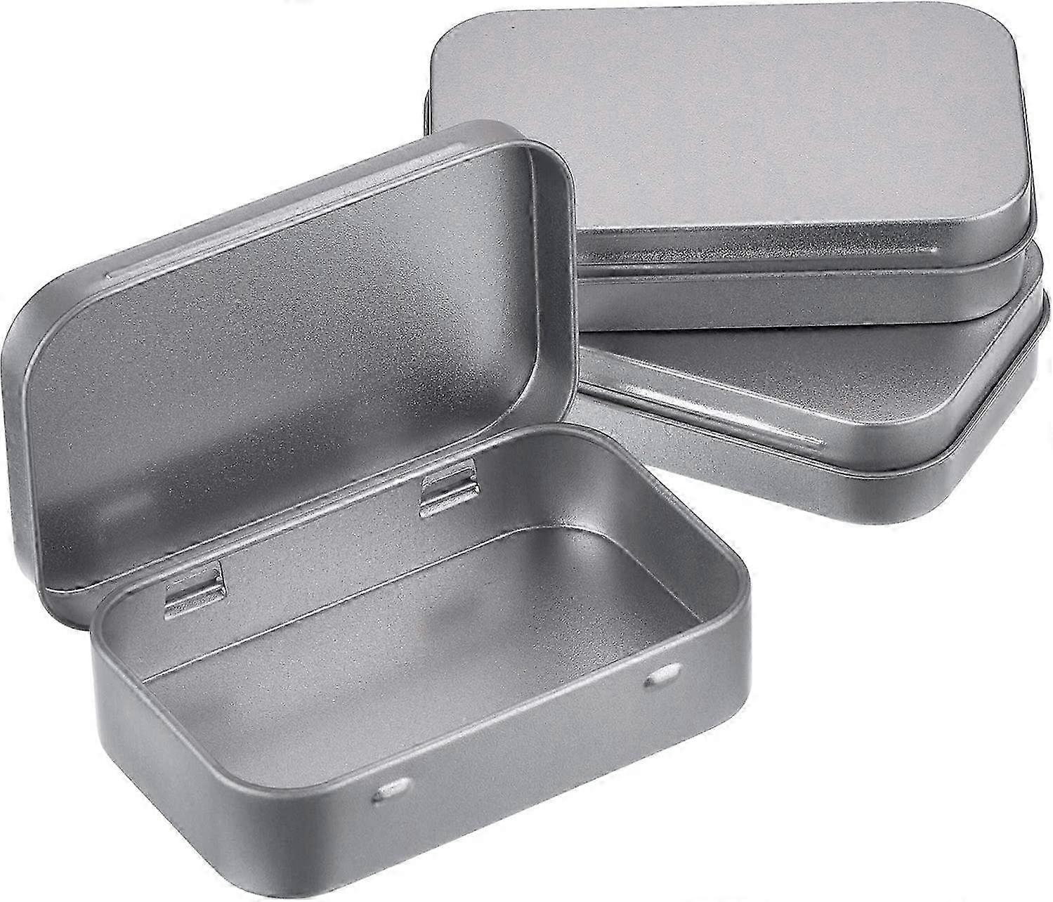 2025 3-Pack 3.75 x 2.45 x 0.8 Inch Silver Metal Rectangular Empty Hinged Jar Containers with Lid