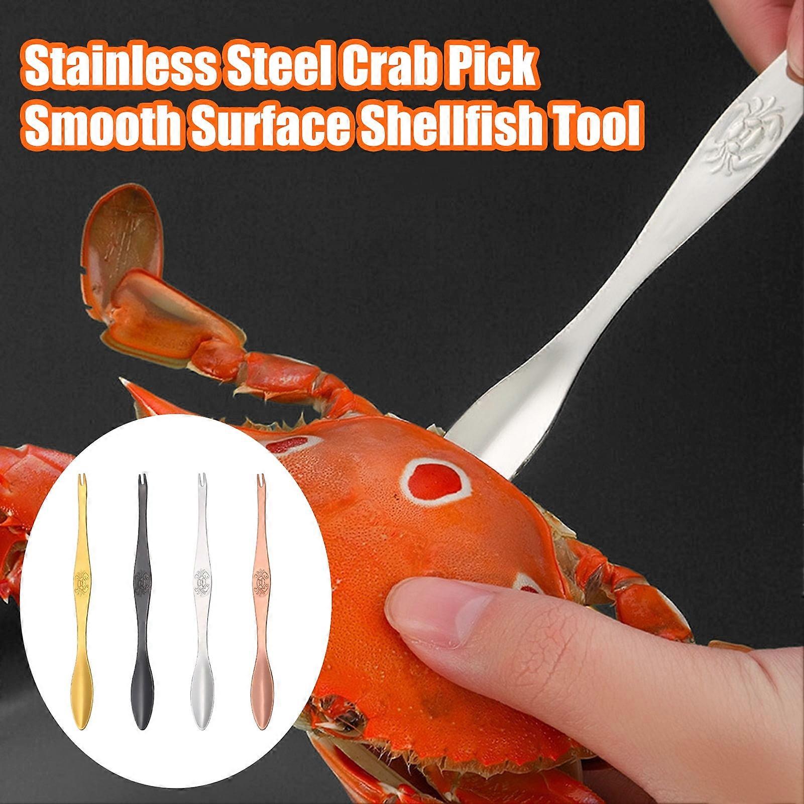 Hariumiu Crab Fork Stainless Steel Shellfish Lobster Cracker Versatile Smooth Surface Seafood Fork Tool for Home Kitchen
