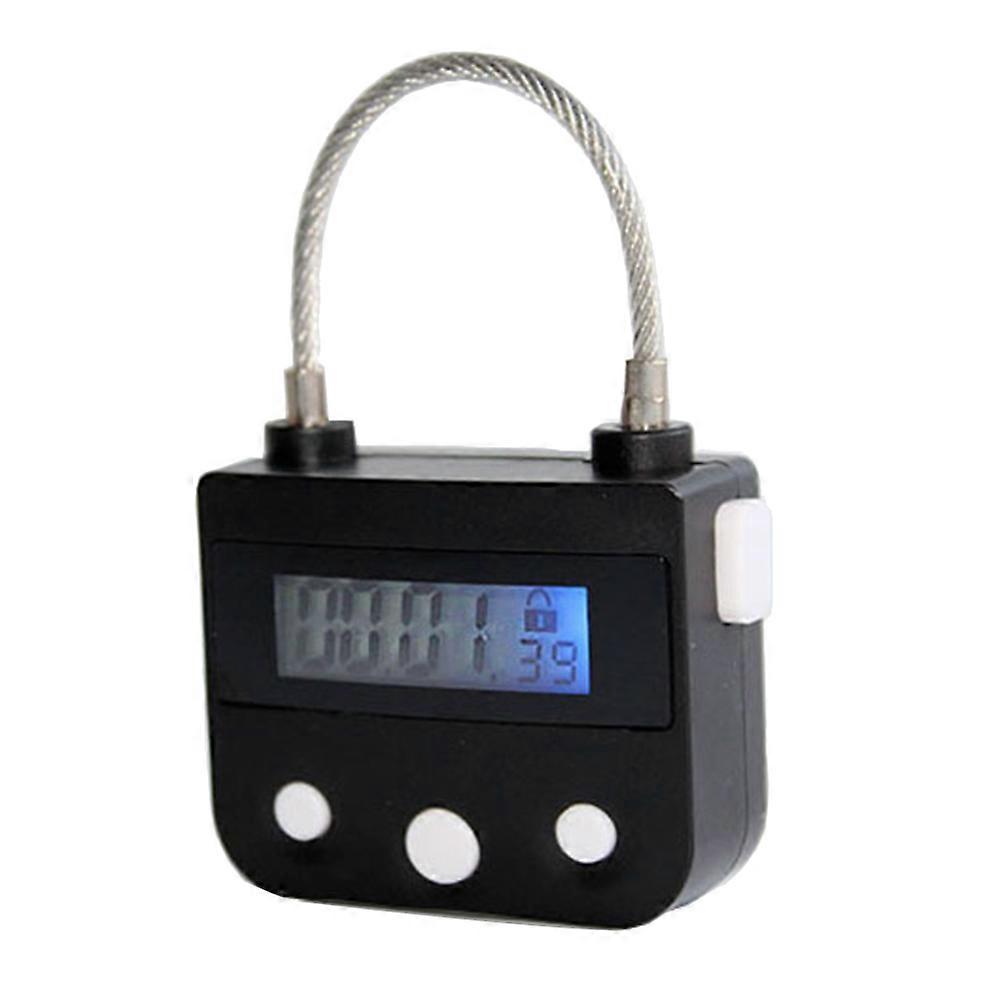 Metal Timer Lock USB LCD Display Multi-Function Padlock Black