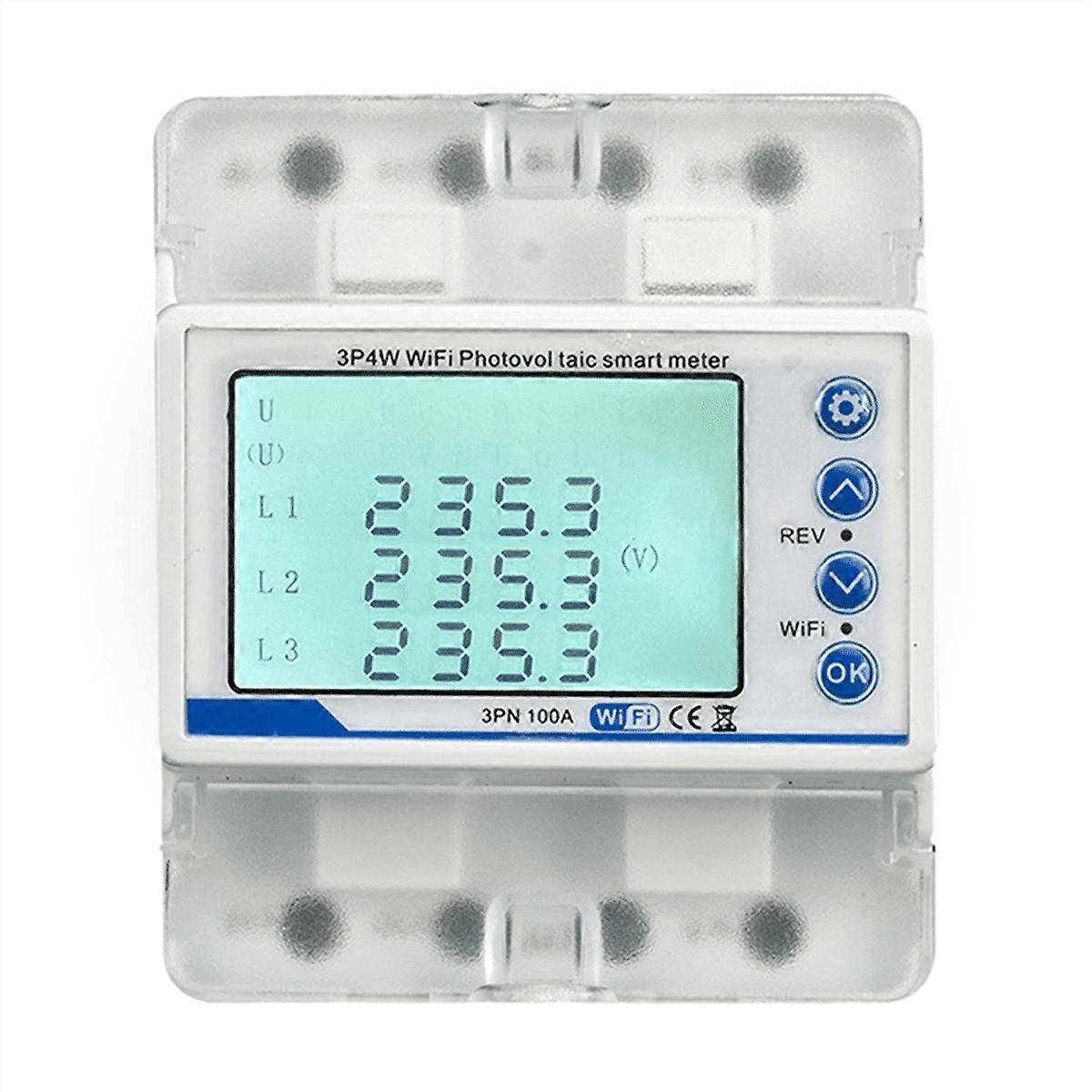 3 Phase 380V 100A Tuya WiFi Smart Bi-Directional KWh Meter over Under Voltage Protector Relay Switch Current Limit