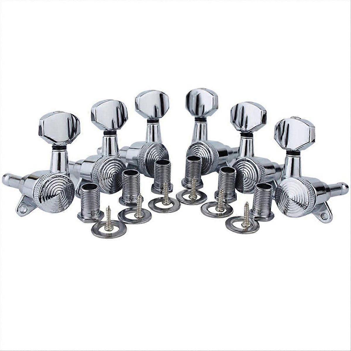 Guitar Locking Tuners (3xL + 3xR Handed) 1:18 Lock String Tuning Key Pegs with Hexagonal Handle Rep