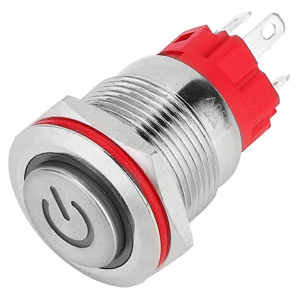 Metal Push Button Switch DC9~30V 19mm 1NO 1NC Self-Locking Switch with Light WhiteRing Power Lamp High Head self-locking